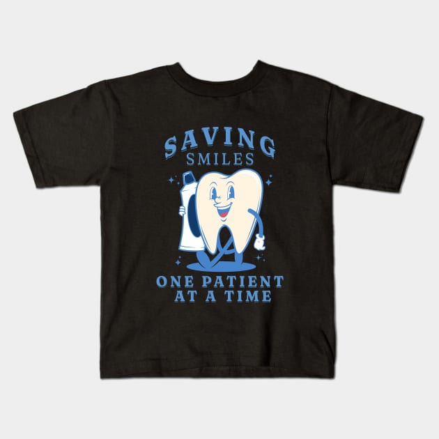 Funny Retro Pediatric Dental Assistant Hygienist Office Gifts Kids T-Shirt by Awesome Soft Tee